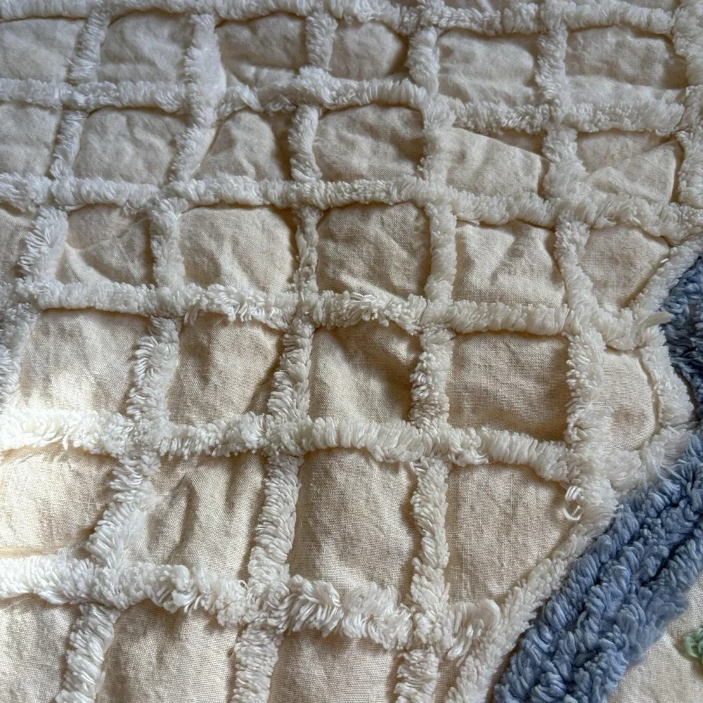 Vintage Chenille Flower Basket Small Throw Blanket 50x40